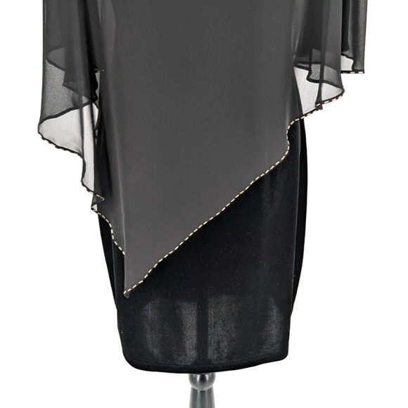 WHIMSY GOTH Black Velour Sheath Dress‎ SIZE 6 Grunge Fairy Sheer Capelet - Picture 11 of 14